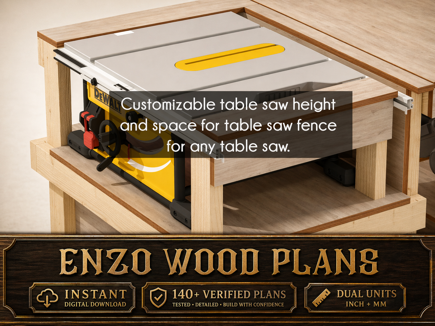 All-in-One Workbench Plan – Table Saw, Miter Saw & Router Table | DIY PDF Woodworking Plans (Instant Download)
